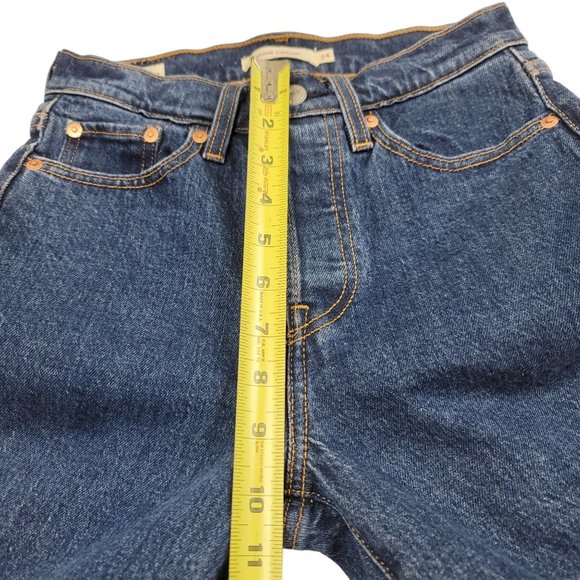 Levis Premium Womens 24 x 25 Blue Jeans Wedgie Straight Big E Raw Hem Button Fly - Picture 8 of 12